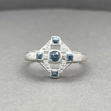 Estate 14K W Gold Art Deco 0.47ctw Sapphire & 0.06ctw Diamond Ring