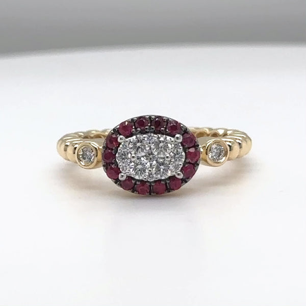 14K Y Gold 0.25ctw Ruby and 0.30cttw G/SI1 Diamond Ring