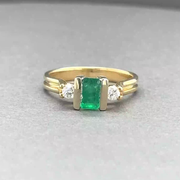 Estate 14K Y Gold 0.45ct Emerald & 0.15ctw Diamond Ring