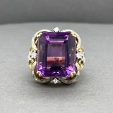 Estate 18K TT Gold 18.11ct Amethyst & 0.33ctw Diamond Ring
