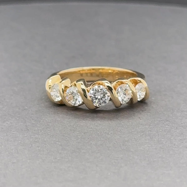 Estate 18K Y Gold 1.02ctw H-I/VS1 5 Diamond Wedding Ring