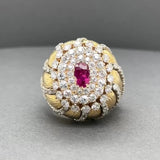 Estate 18K Y Gold 0.73ct ruby & 4.02ctw H-I/VS2-SI1 Diamond Cocktail Ring
