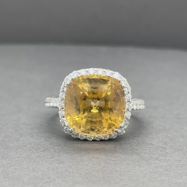 Estate 18K W Gold 7.19ct Citrine & 0.70ctw Diamond Ring