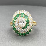 Estate 18K Y Gold 1.29ctw Emerald & 1.89ctw Diamond Ring