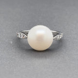 Estate Edwardian Platinum Freshwater Pearl & 0.16ctw H-I/SI1 Diamond Ring GIA