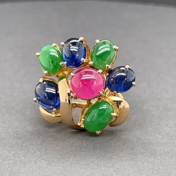 Estate 18K Y Gold 4.47ctw Multi-Gemstone Cocktail Ring