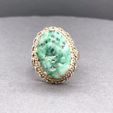 Estate 14K Y Gold 4.46ct Carved Jadeite Ring