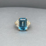 Estate 14K Y Gold 8.23ct Topaz & 0.06ctw Diamond Ring