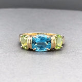 Estate 14K Y Gold 5.06ctw Blue Topaz & Peridot Ring