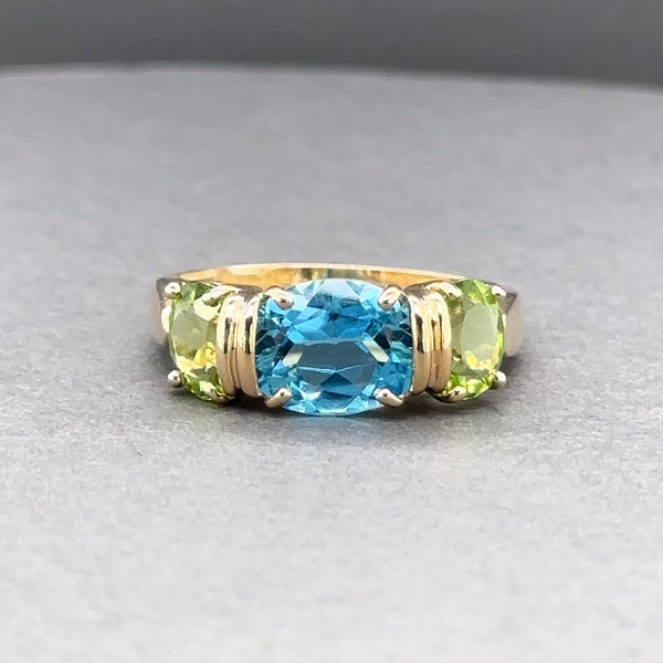 Estate 14K Y Gold 5.06ctw Blue Topaz & Peridot Ring