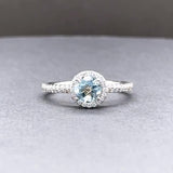 Estate 18K W Gold 0.58ct Aquamarine & 0.20ctw H/SI1-2 Diamond Ring