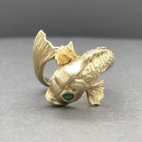 Estate 14K Y Gold 0.12ctw Emerald Fish Ring