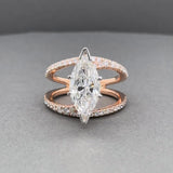 Estate 14K TT Gold 3.28cttw Marquise Diamond Eng. Ring