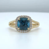 14K Y Gold 2.28ctw Blue Topaz and 0.20ctw Diamond Ring