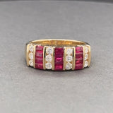 Estate 18K Y Gold 0.60ctw Lab-Created Rubies & 0.35ctw Diamond Ring