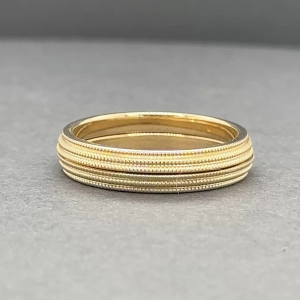 Estate 18K Y Gold 4.35mm Set of 2 Milgrain Rings