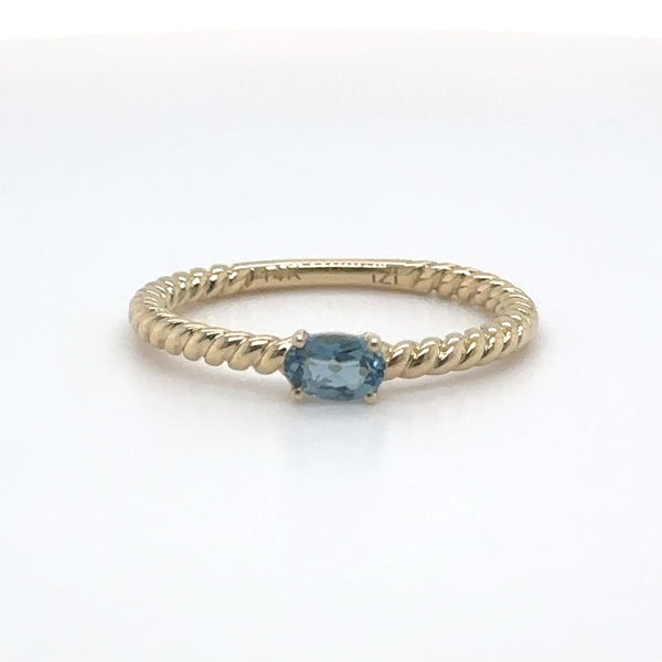 14K Y Gold 0.30ct London Blue Topaz Rope Design Ring