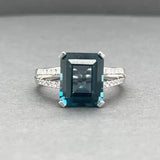 Estate 14K W Gold 5.58ct Topaz & 0.10ctw Diamond Ring