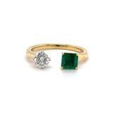 18K Y Gold 0.45ct Emerald and I/SI1 0.58ct Diamond Ring