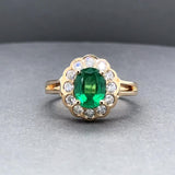 Estate 14K Y Gold 1.79ct Lab-Created Emerald & 0.77ctw Diamond Ring