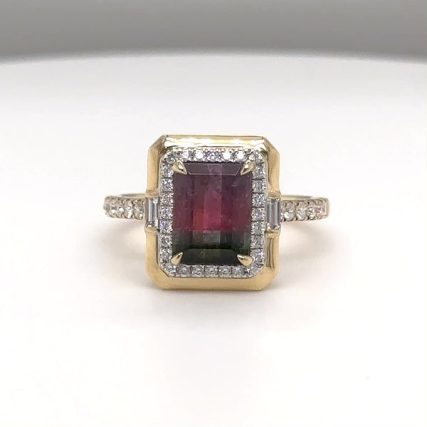 14K Y Gold 0.34ctw Diamonds and 2.22ct Tourmaline Ring