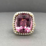 Estate 18K Y Gold 14.56ct Pink Tourmaline & 1.02ctw G-H/SI1-2 Diamond Ring