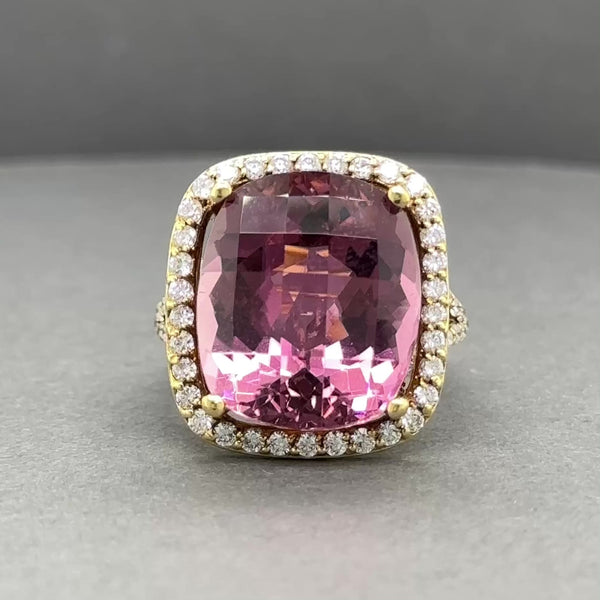 Estate 18K Y Gold 14.56ct Pink Tourmaline & 1.02ctw G-H/SI1-2 Diamond Ring