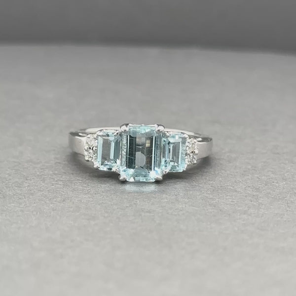 Estate 14K W Gold 1.46ctw Aquamarine & 0.07ctw Diamond Ring