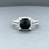 Estate David Yurman SS Chatelaine 2.70ct Onyx & Diamond Ring