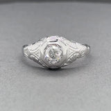 Estate Retro 14K W Gold 0.65ct OMC H-I/I1 Diamond Ring