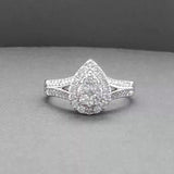 Estate 14K W Gold 0.98ctw Diamond Pear Cluster Ring