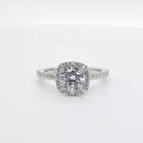 14K W Gold 0.50ctw G/SI1 Halo Diamond Engagement Ring Mounting