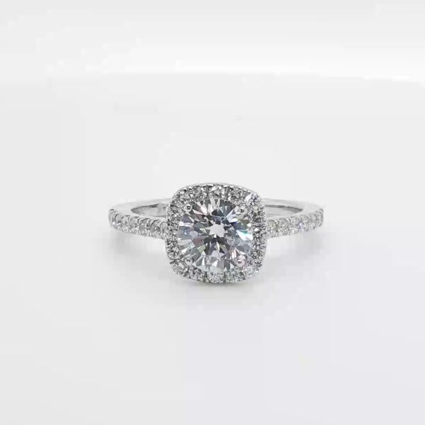 14K W Gold 0.50ctw G/SI1 Halo Diamond Engagement Ring Mounting