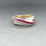 Estate 14K Y Gold 0.39ctw Ruby & 0.15ctw H-I/SI1-2 Diamond Crossover Ring