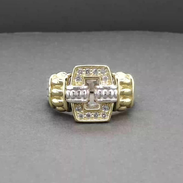 Estate Lagos SS 18 Caviar Lux 0.13ctw Diamond Buckle Ring