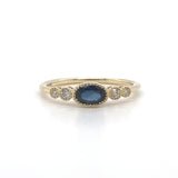 14K Y Gold 0.09ctw Diamond 0.65ctw Oval Sapphire Ring