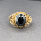 Estate 15K Y Gold 4.00ct Hematite Filigree Signet Ring