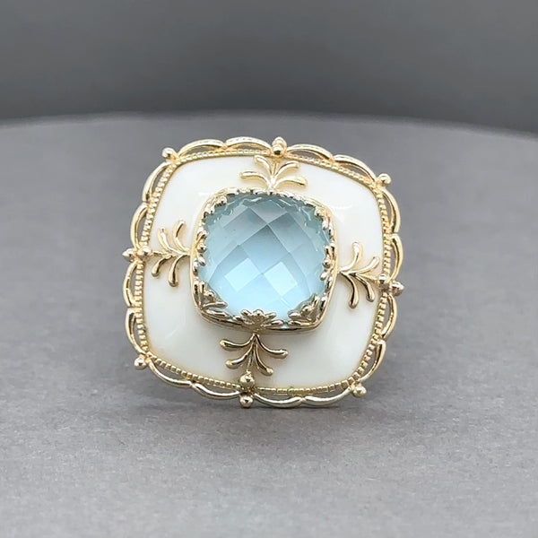 Estate 14K Y Gold 10.67ctw Agate & Blue Topaz Ring