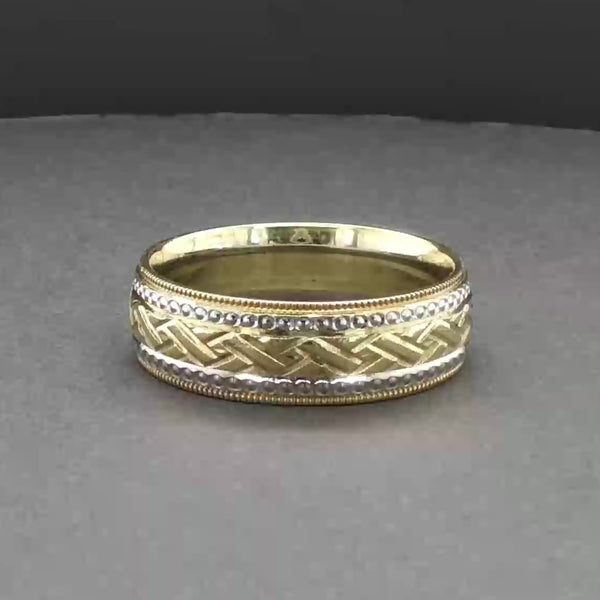 Estate 18K TT Gold Woven Wedding Ring