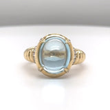 14K Y Gold 7.43ct Blue Topaz and 0.27cttw SI1/G-H Diamond Ring