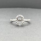 Estate 14K W Gold 0.40ctw H/SI1-2 Diamond Oval Halo Mounting Ring