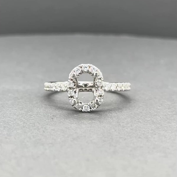 Estate 14K W Gold 0.40ctw H/SI1-2 Diamond Oval Halo Mounting Ring