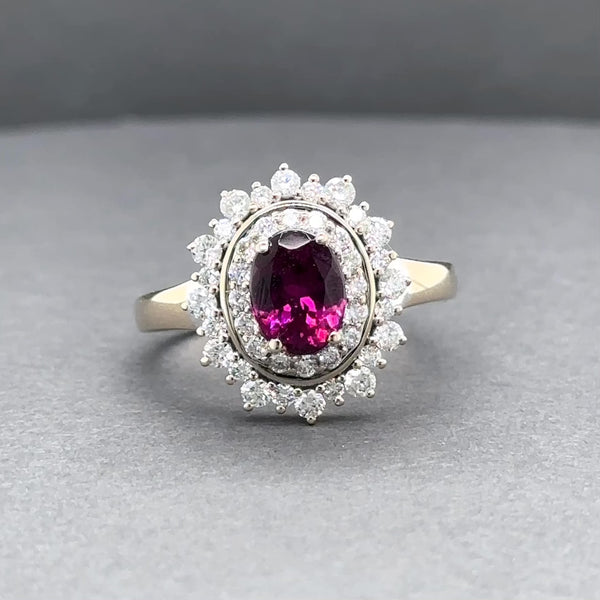 Estate 18K TT Gold 1.78ct Garnet & 0.75ctw G/SI2 Diamond Ring