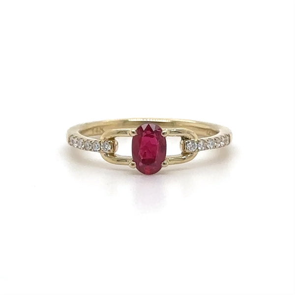 14K Y Gold 0.55ctw Ruby and 0.10ctw Diamond Ring