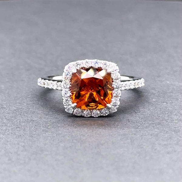 Estate 18K W Gold 1.56ct Citrine & 0.37ctw H/SI1-2 Diamond Ring