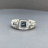 Estate 14K W Gold 0.20ctw Sapphire & 0.11ctw G-H/SI1-2 Diamond Ring