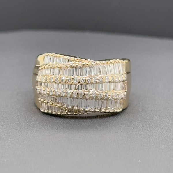 Estate 18K Y Gold 1.85cttw H/SI1-2 Diamond Crossover Ring