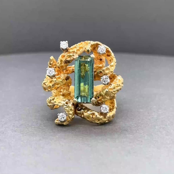 Estate 18K Y Gold 2.55ct Tourmaline & 0.28ctw Diamond Cocktail Ring