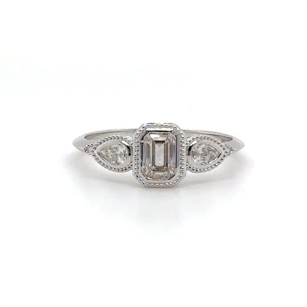 14K W Gold 0.60ctw I/SI1 3 Stone Diamond Ring