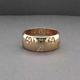 Estate Gucci 18K Y Gold Icon GG Wide Ring